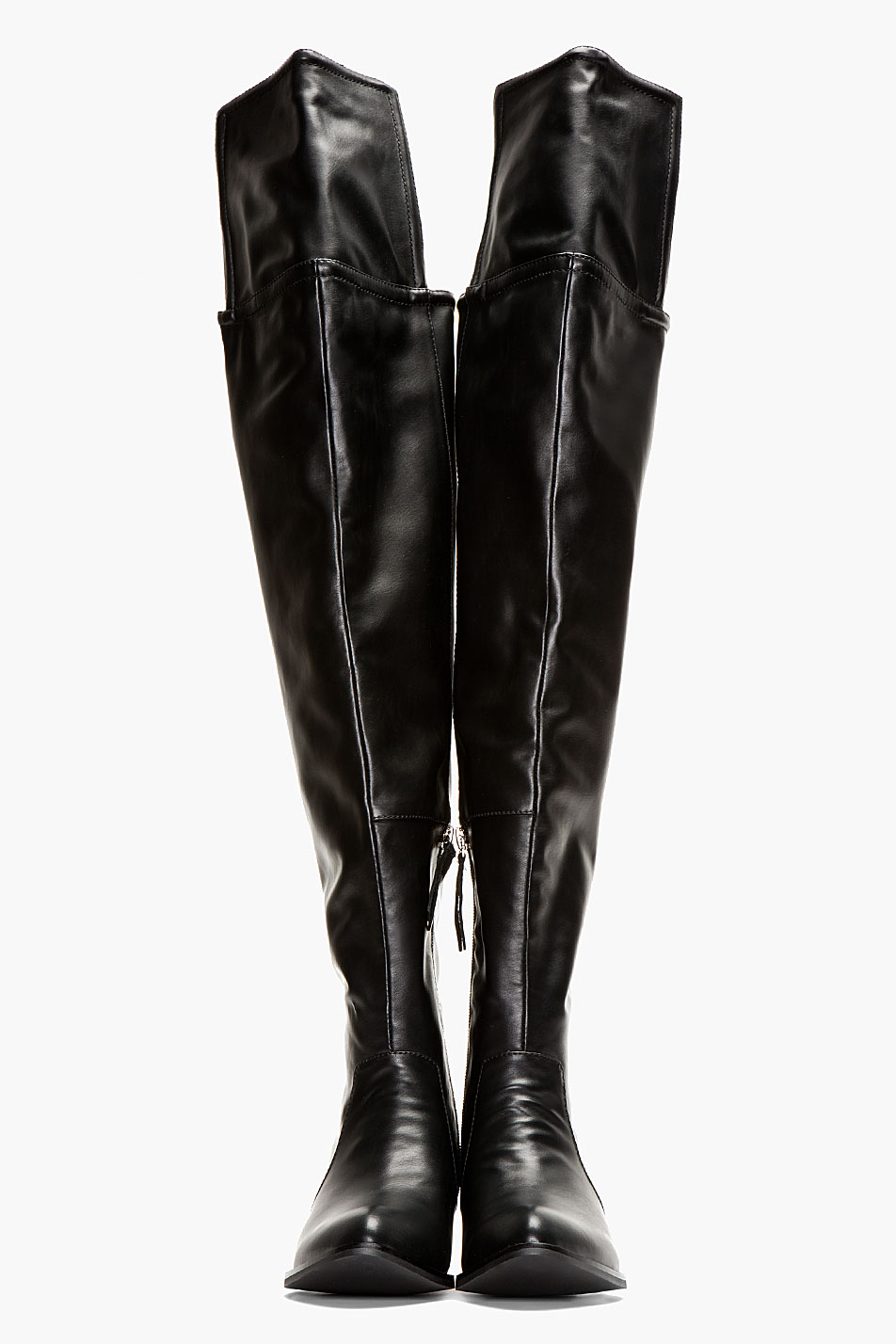 Lyst - Jeffrey Campbell Black Thigh_high Leather Backside Boots in Black