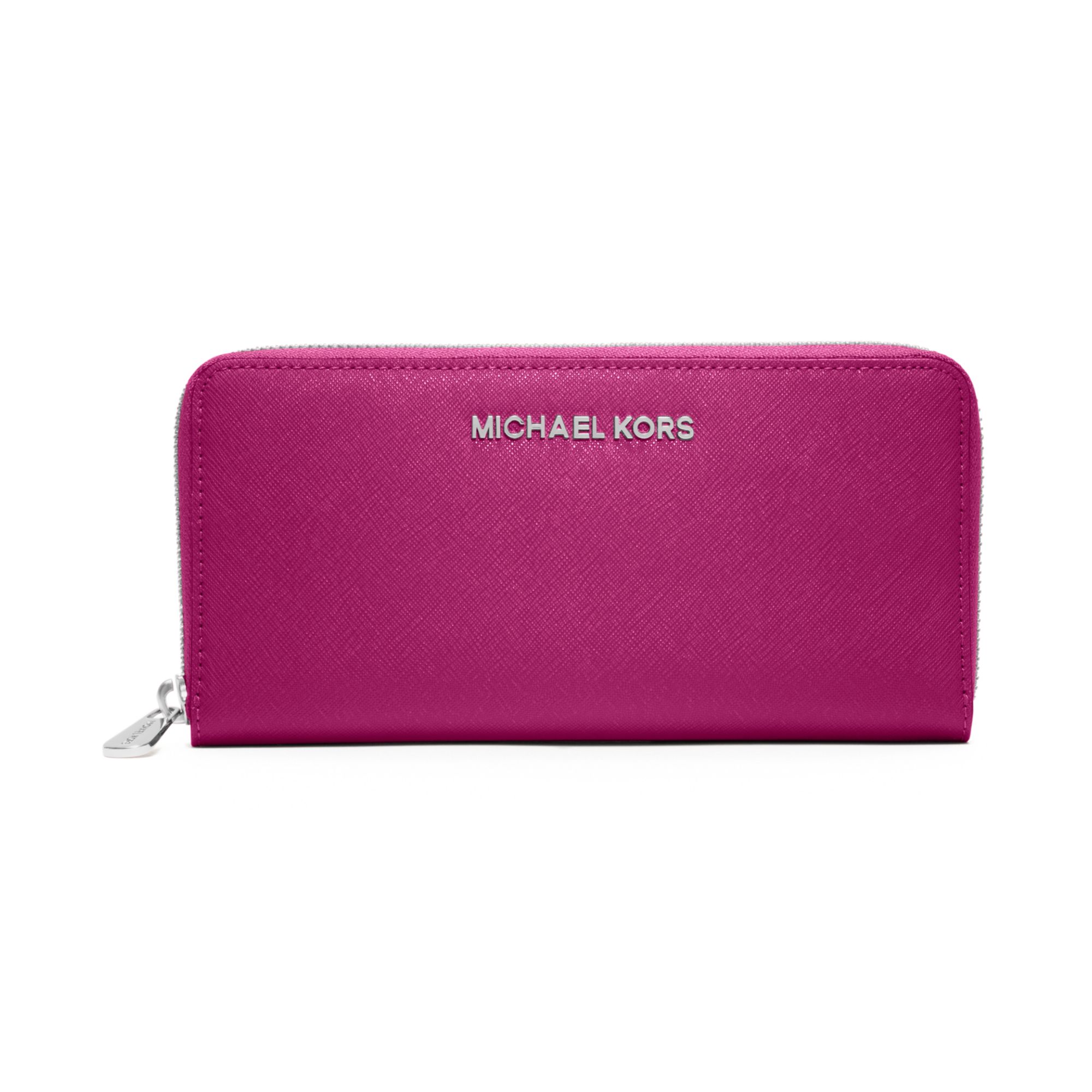 Michael Kors Travel Zip Around Continental Wallet in Purple (FUSCHIA ...