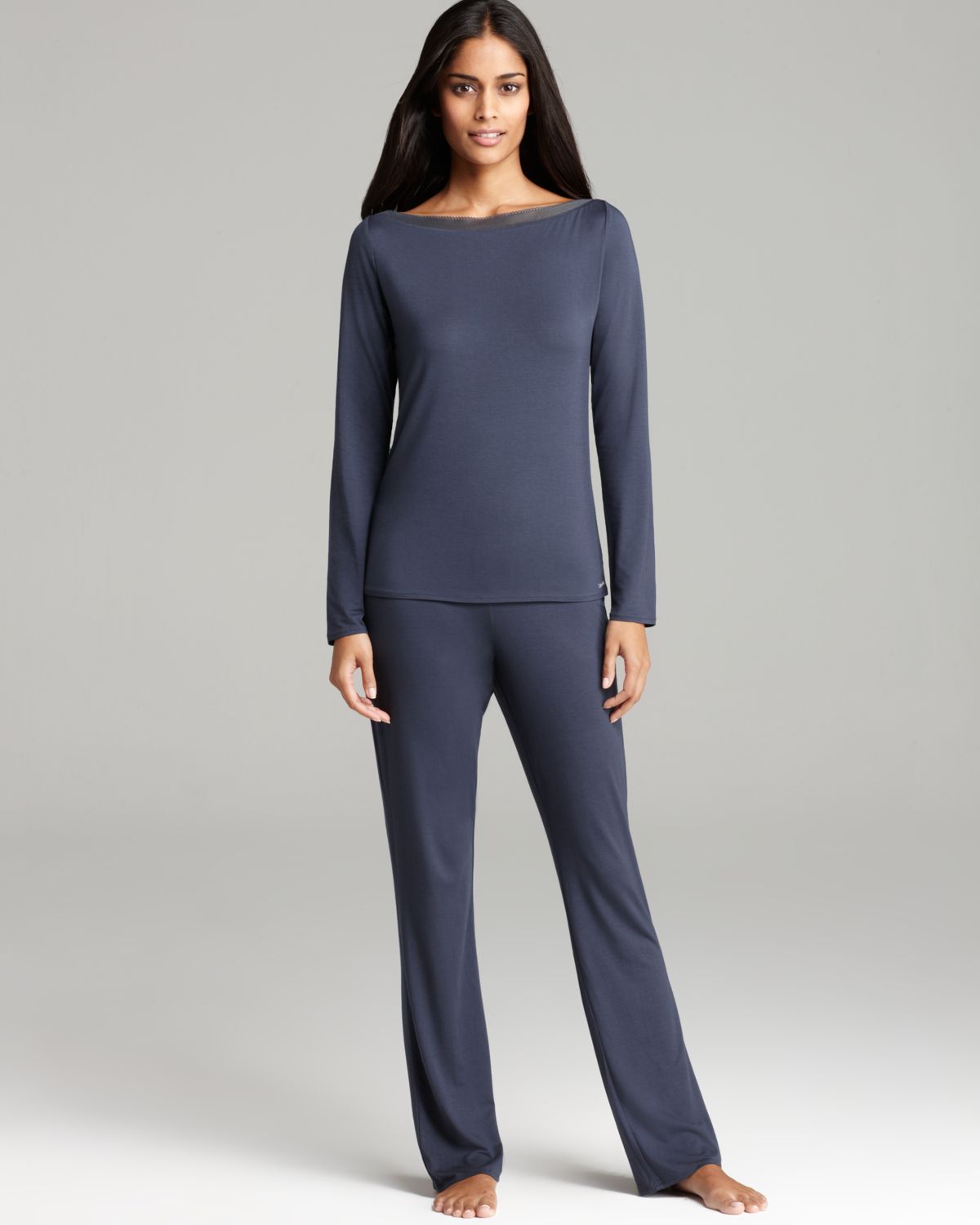 Lyst - Calvin Klein Recolor Long Sleeve Pajama Top in Gray