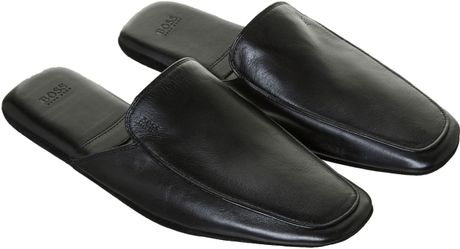 Hugo Boss Leather Mule Slipper in Black for Men | Lyst