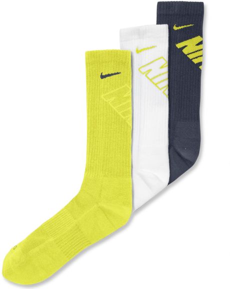 Nike Crew Socks 3pack in Multicolor for Men (Volt Green Assorted - 974 ...