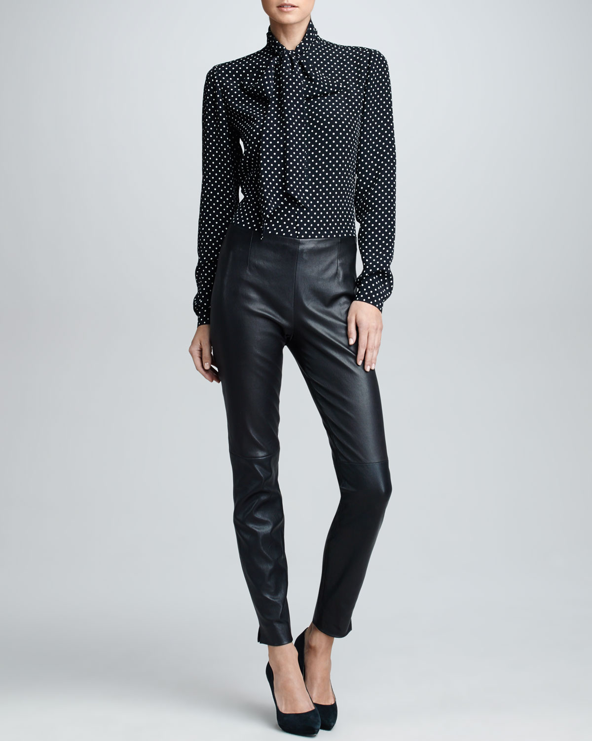 Ralph lauren black label Slim Leather Pants Black in Black | Lyst