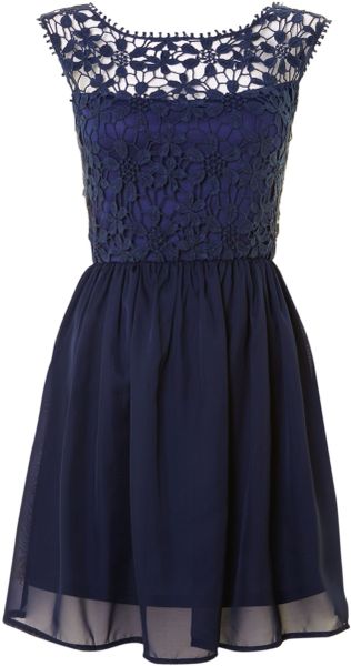 Sodamix Chiffon Baby Doll Dress in Blue (Navy) | Lyst