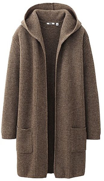 Uniqlo Heavy Gauge Sweater Coat in Brown | Lyst