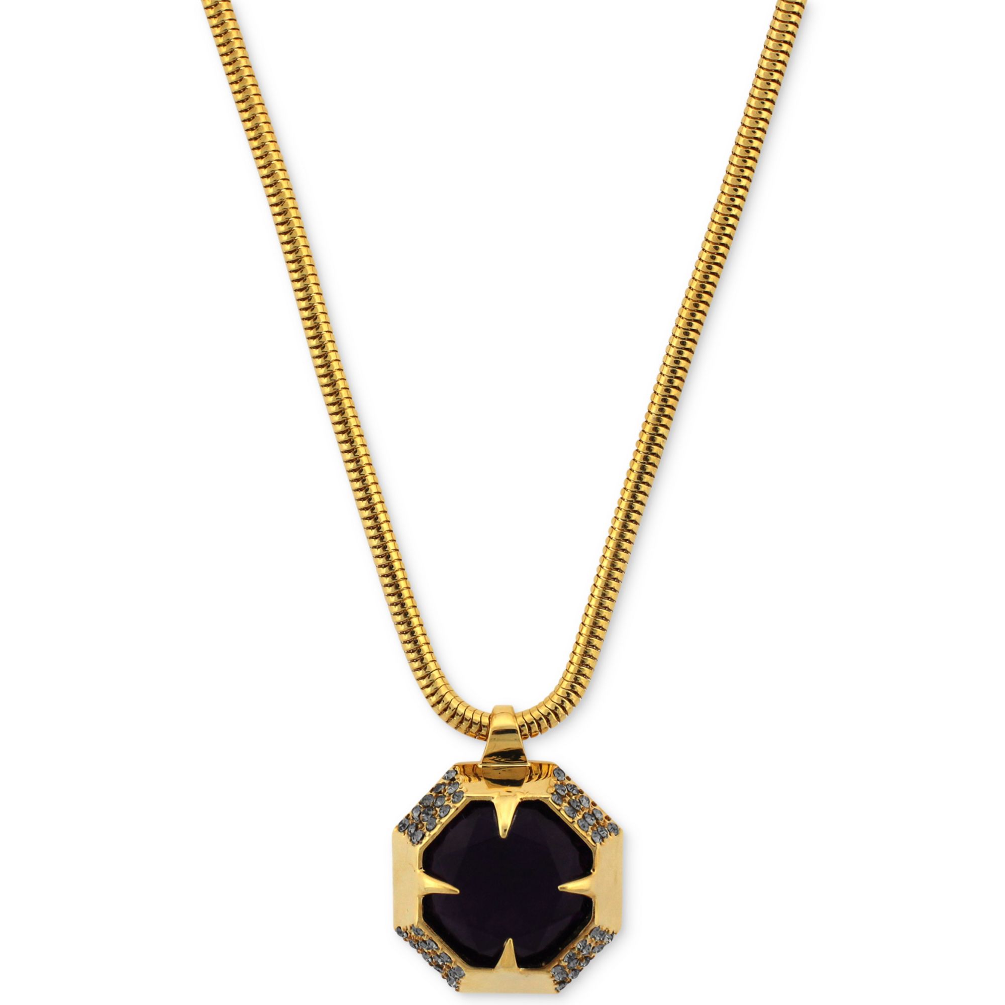 Lyst - Vince Camuto Goldtone Black Stone Pave Crystal Pendant Necklace ...
