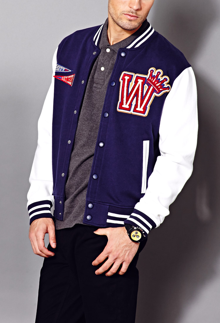Lyst Forever 21 Halftime Varsity Jacket in Natural for Men