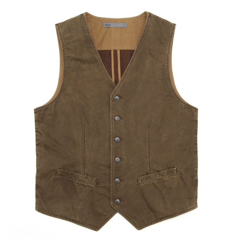 Onassis Clothing Italian Cotton 6 Button Vest in Brown for Men | Lyst