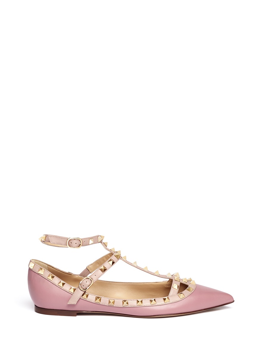 pink valentino rockstud flats