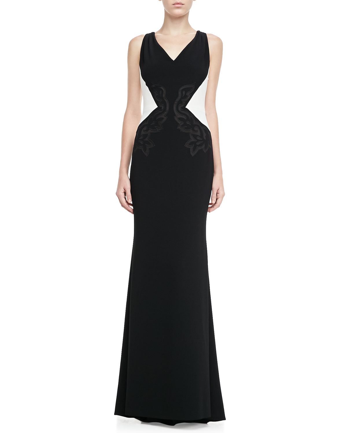 color block evening gown