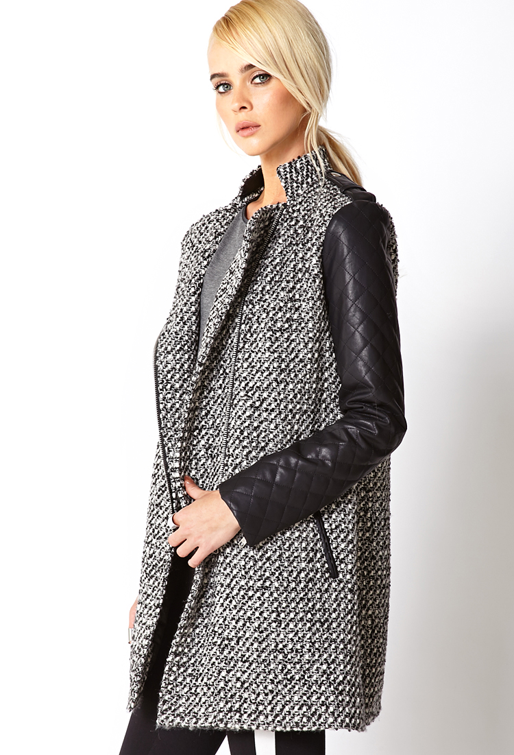 Lyst Forever 21 Marled Trench Coat in Gray