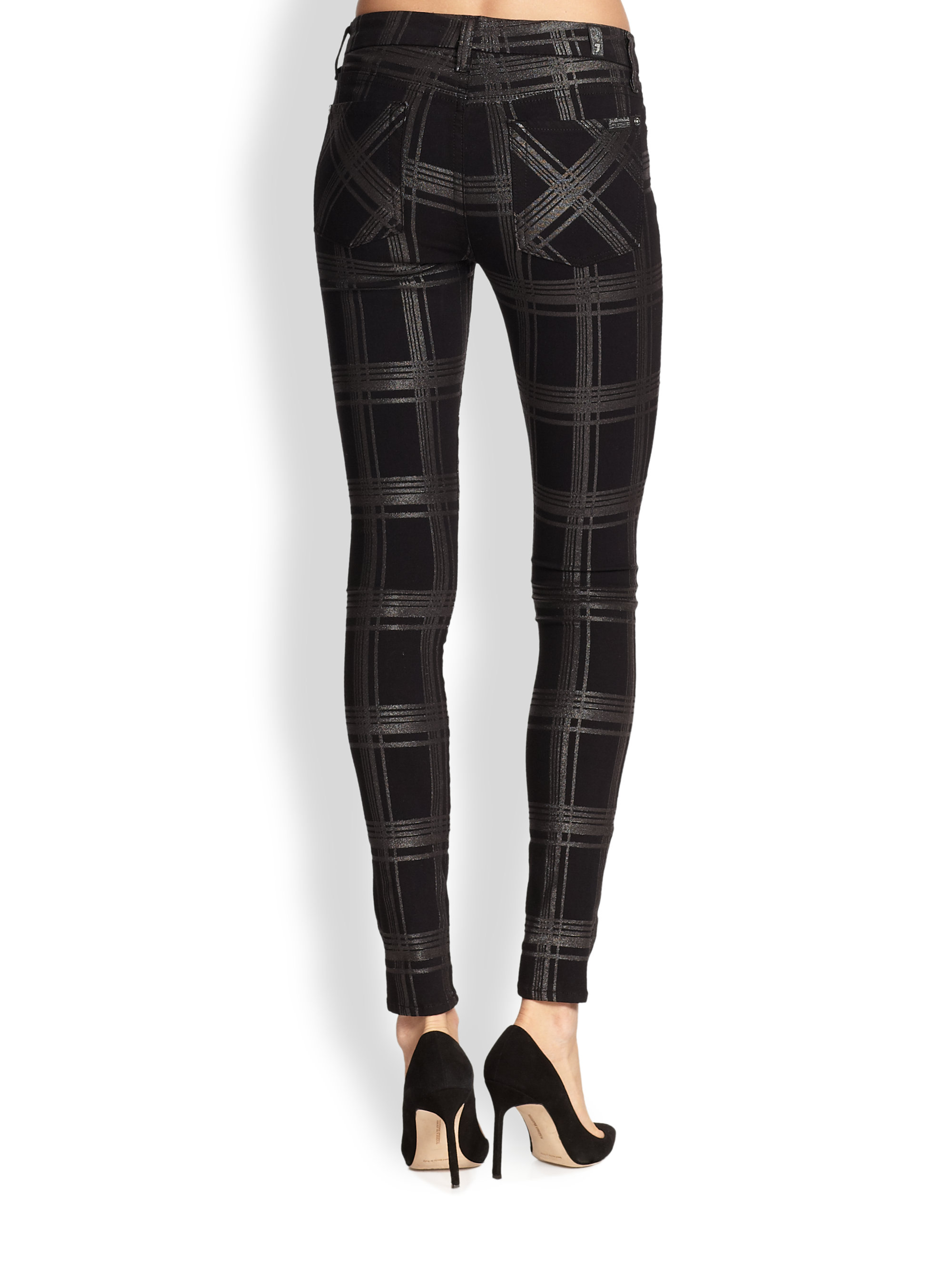 plaid skinny pants womens