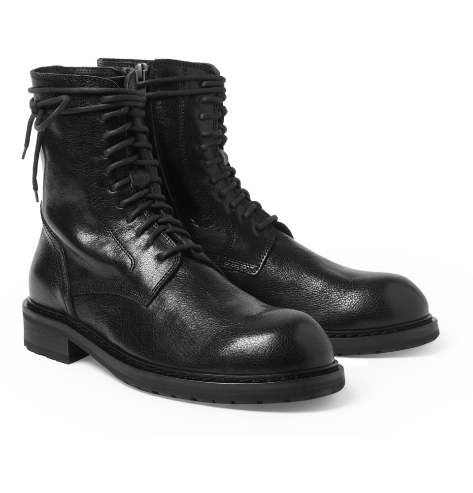 Lyst - Ann demeulemeester Full-Grain Leather Boots in Black for Men