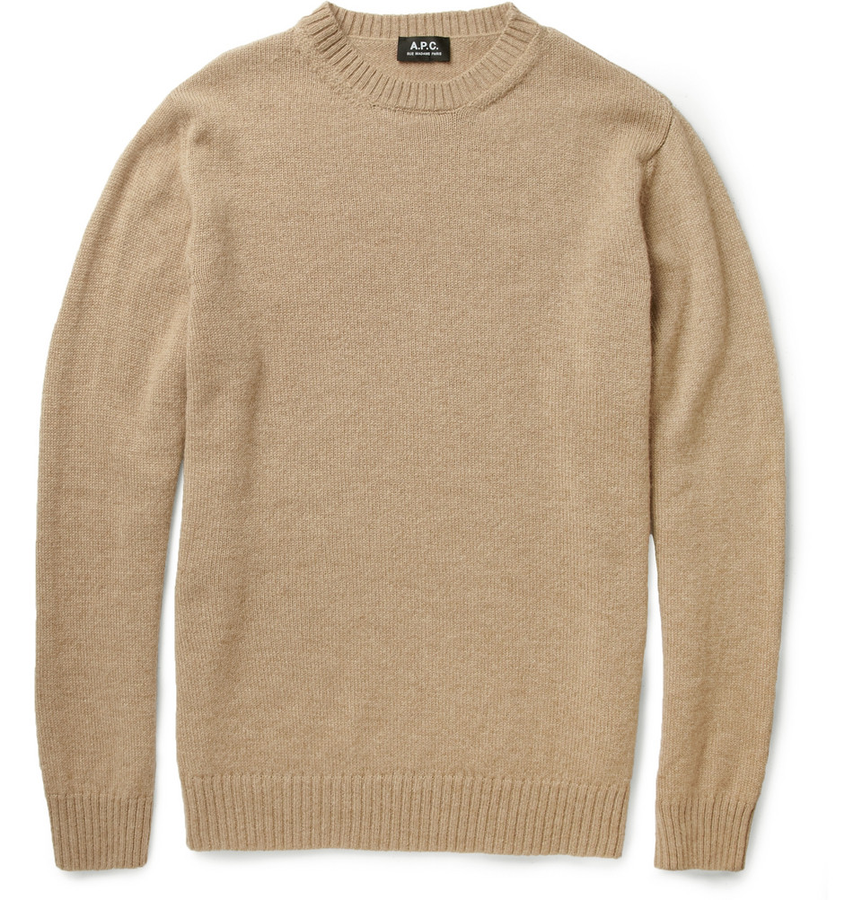 Lyst - A.P.C. Camel Crew Neck Sweater in Natural for Men