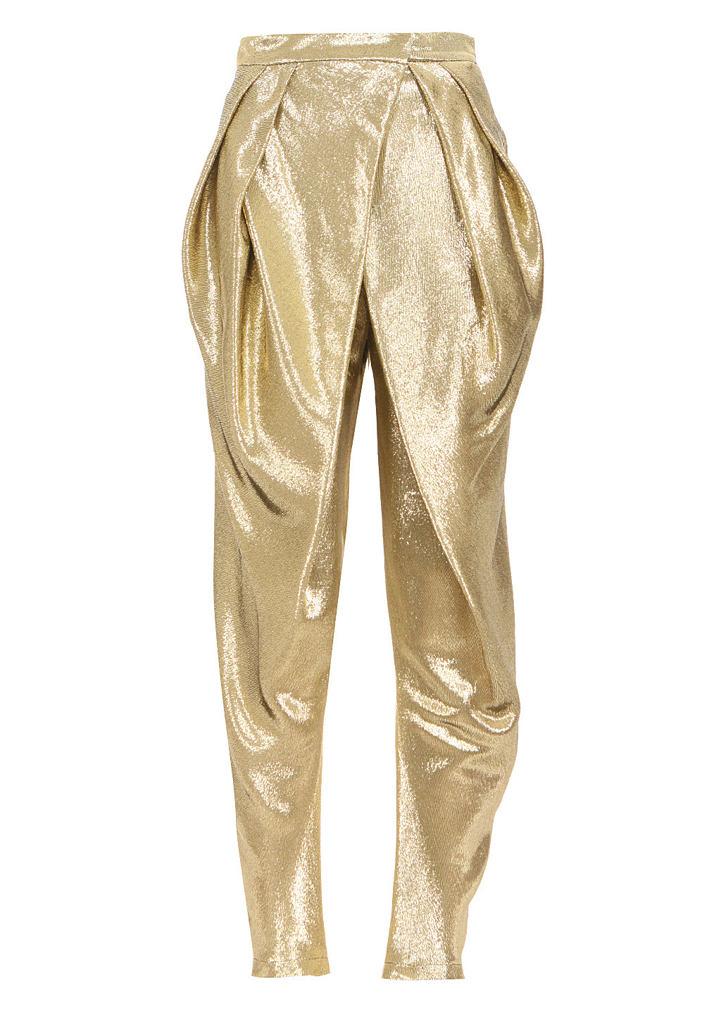 Balmain Goldtone Lamé Silk Pants in Gold | Lyst