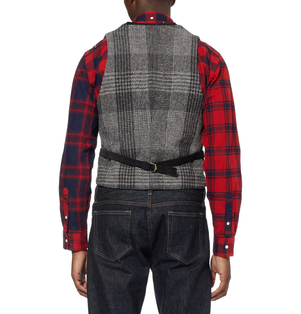 Lyst - Beams Plus Slimfit Wool Harris Tweed Waistcoat in Gray for Men