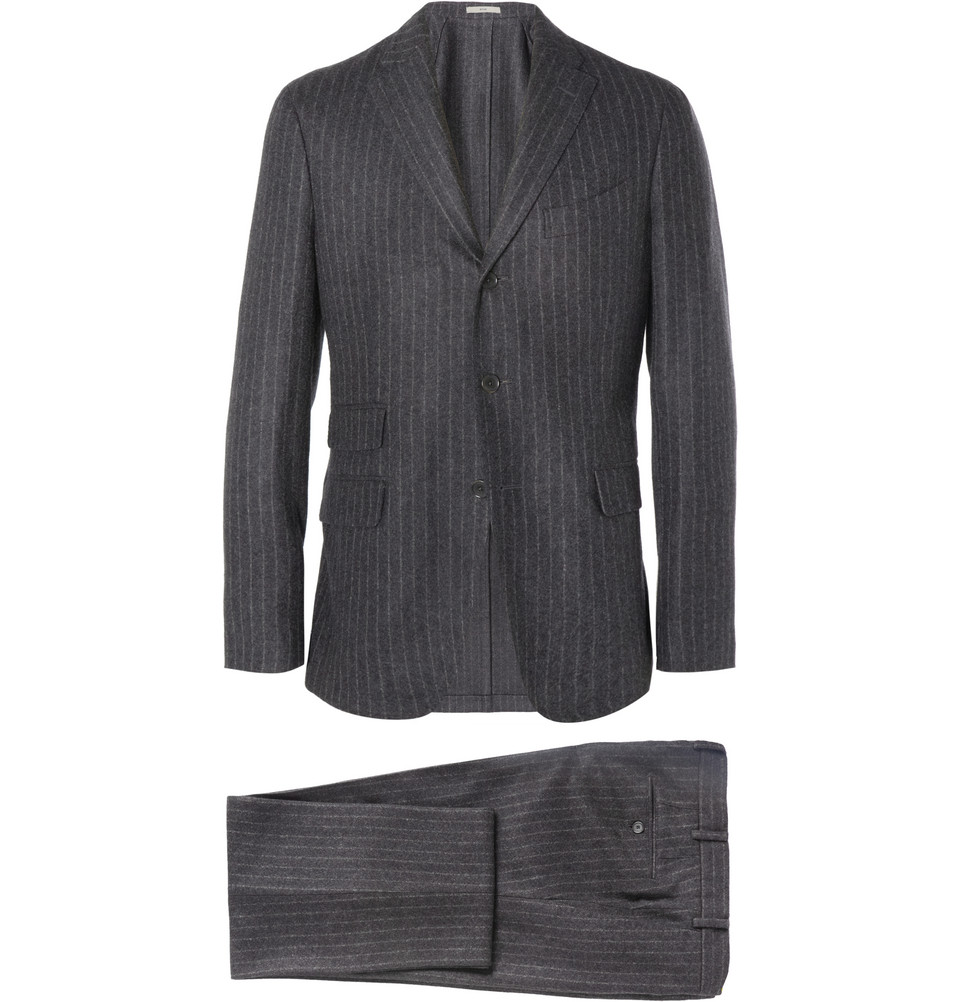 Boglioli Chalk-Striped Wool-Flannel Three Piece Suit in Gray for Men | Lyst