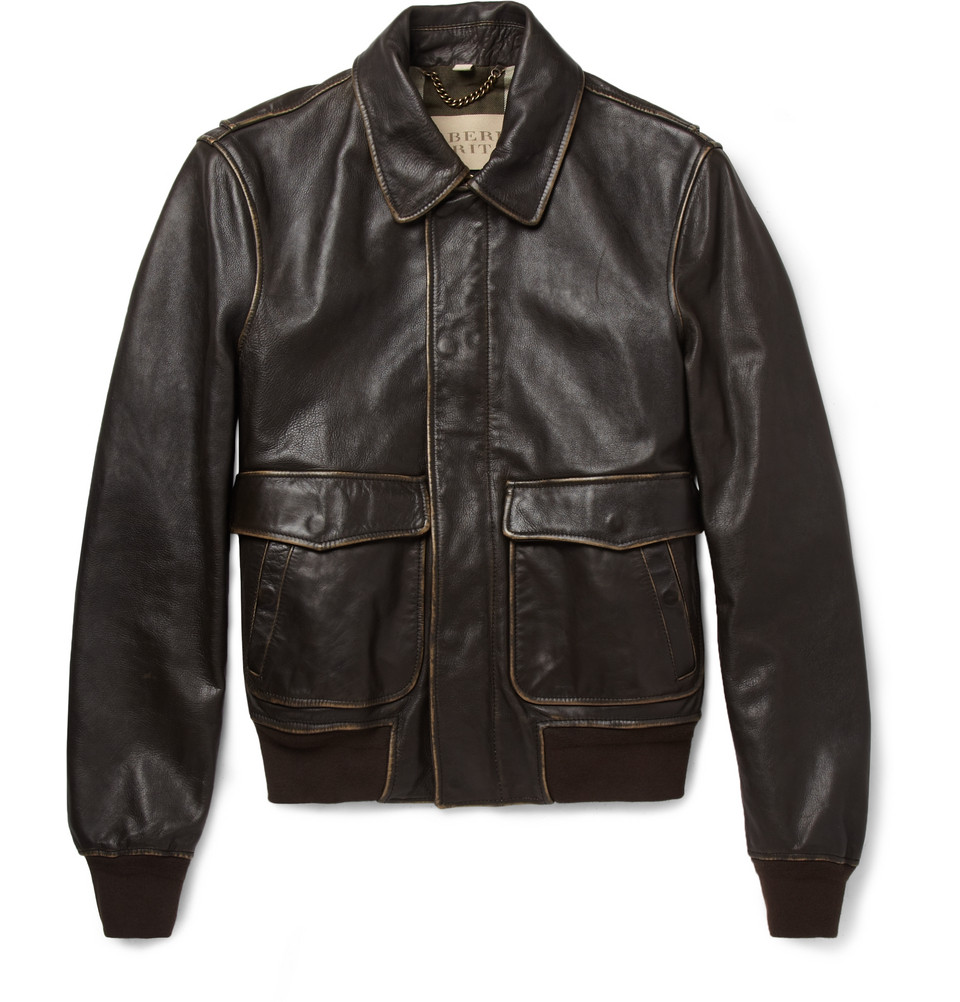Lyst - Burberry Brit Burnished Leather Bomber Jacket in Brown for Men