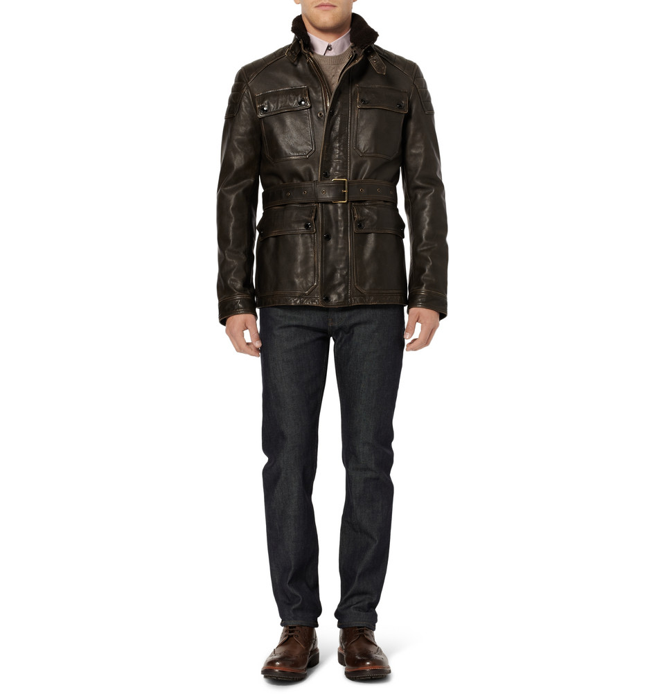 Lyst - Burberry Brit Leather Motorcycle Jacket in Brown for Men