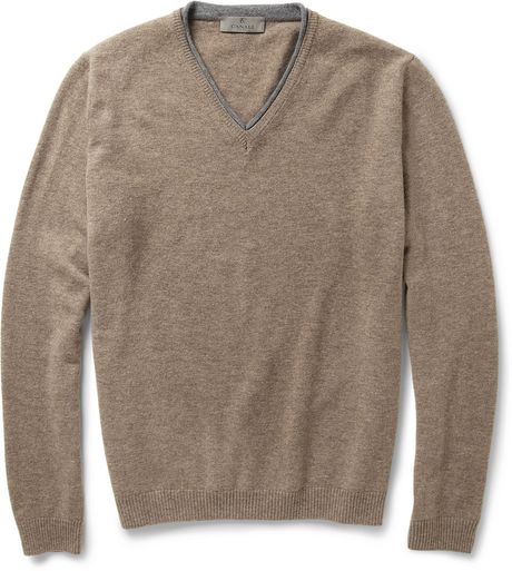Canali Fine-Knit Wool Sweater in Beige for Men (Neutrals) | Lyst