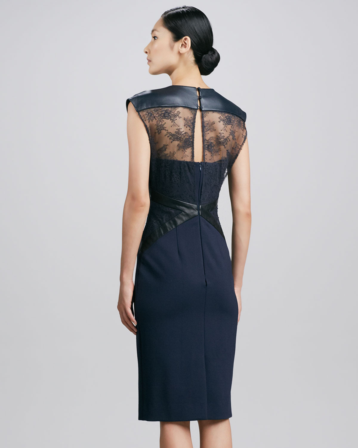 Lyst Catherine Deane Embroidered Lace Leather Cocktail Dress in Blue