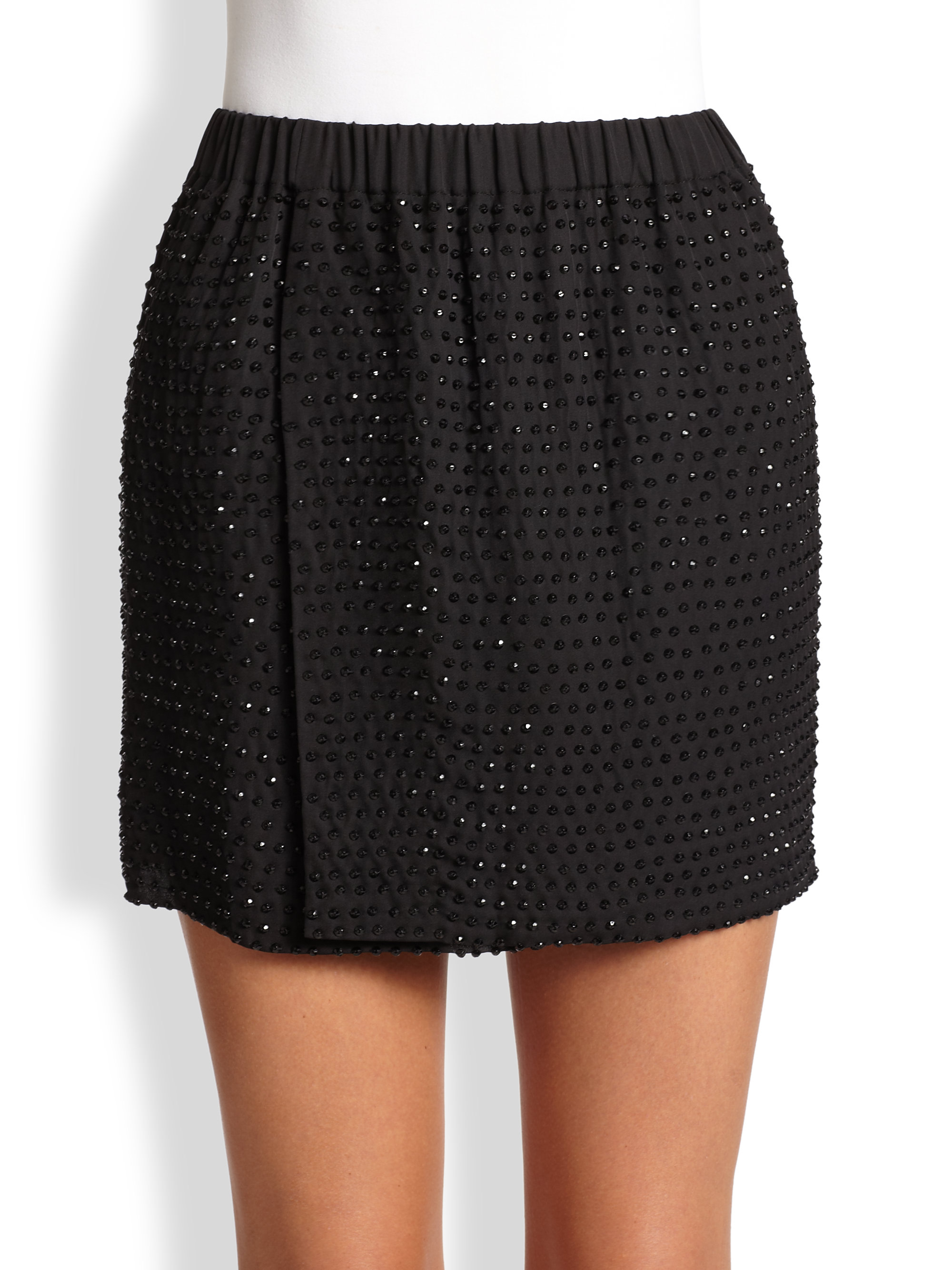 L'agence Silk Chiffon Mini Skirt in Black | Lyst