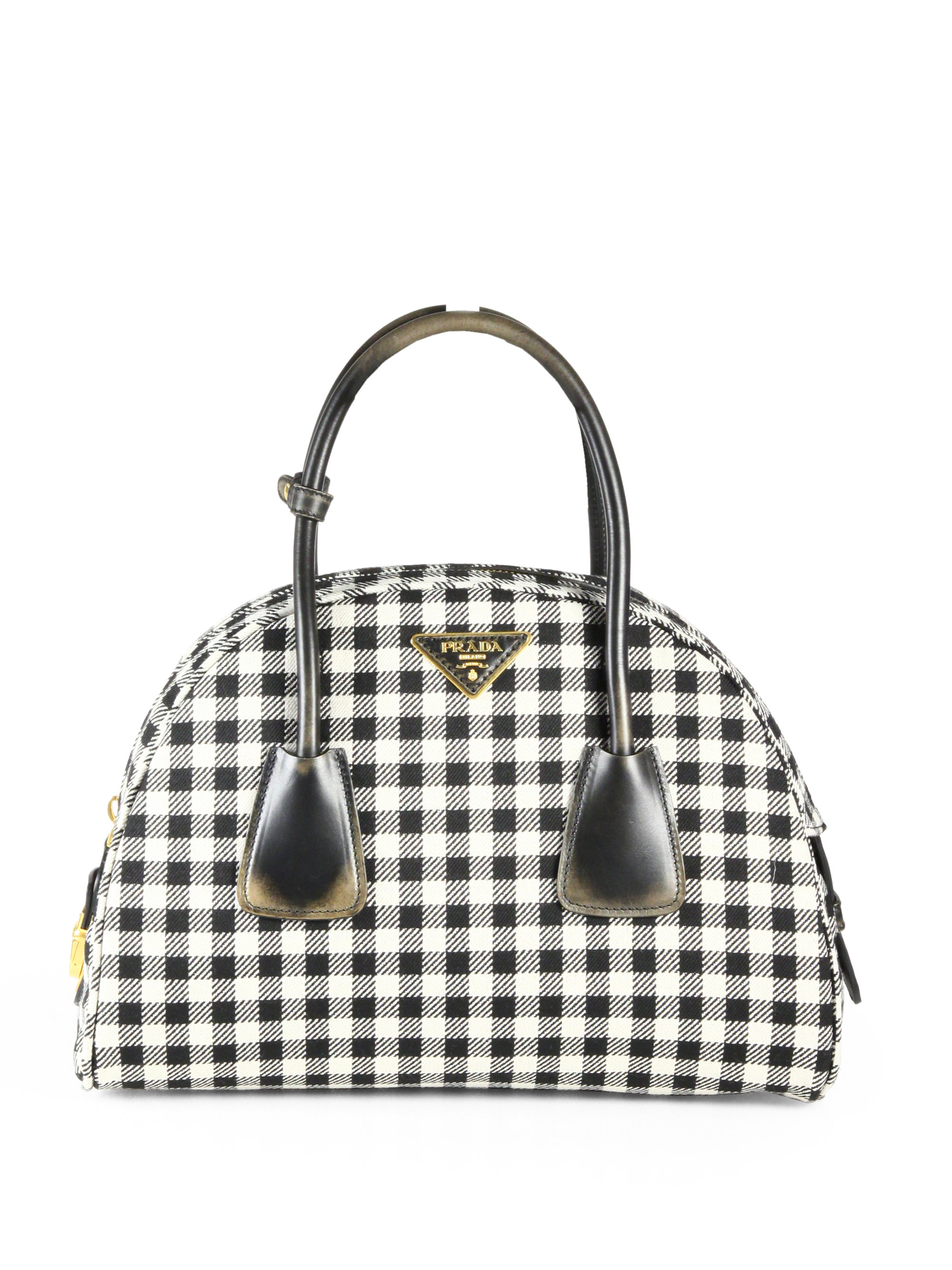 Black And White Prada Purse Best Image Ccdbb Org Lyst Prada Jacquard Check Small Bowler Bag In Black