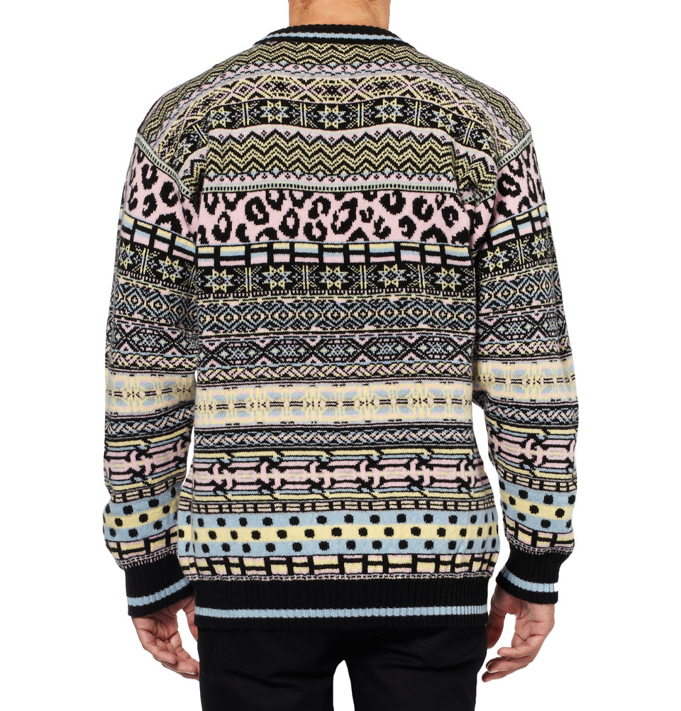 Sibling Oversized Fair Isle Lambswool Sweater in Pink for Men | Lyst