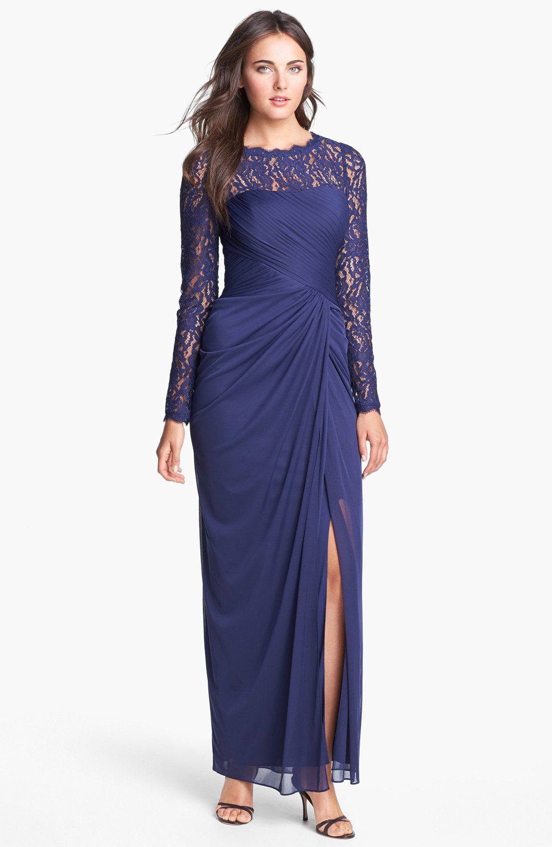 adrianna papell draped gown