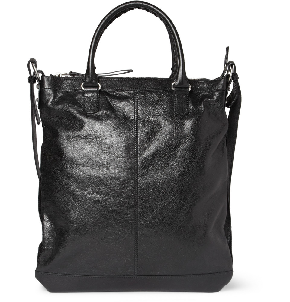 Lyst - Balenciaga Creased-Leather Tote Bag in Black for Men