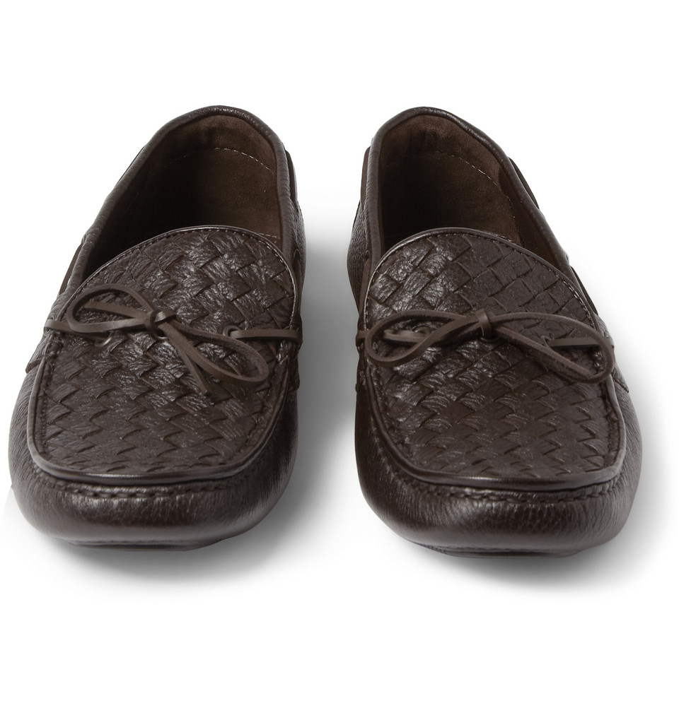 Lyst - Bottega Veneta Intrecciato Leather Driving Shoes in Brown for Men