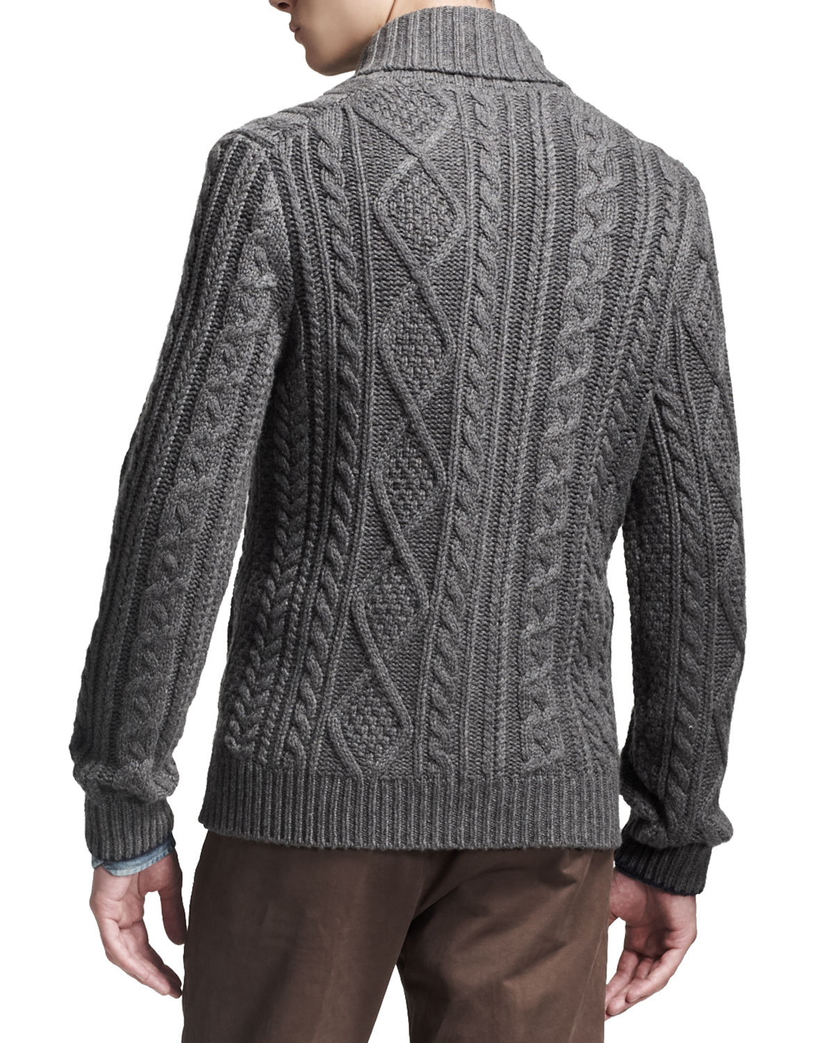 Lyst - Brunello cucinelli Cashmere Cableknit Cardigan in Gray for Men