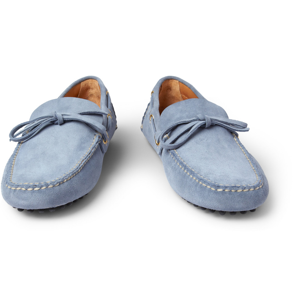 Car shoe Suede Driving Shoes in Blue for Men | Lyst
