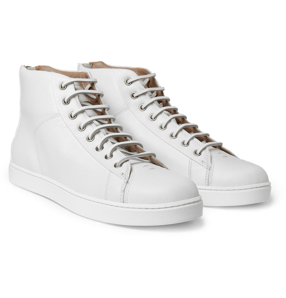 Lyst - Gianvito Rossi Fullgrain Leather Hightop Sneakers in White for Men