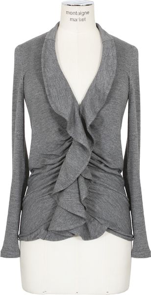 Givenchy Grey Melange Ruffled Jersey Top in Gray (grey) | Lyst