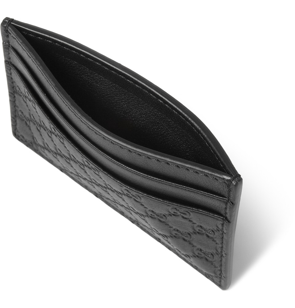 Lyst Gucci Embossed Leather Card Holder and Money Clip in Black for Men