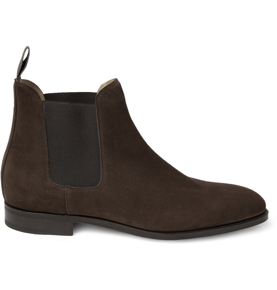 John Lobb Chesland Suede Chelsea Boots in Brown for Men | Lyst