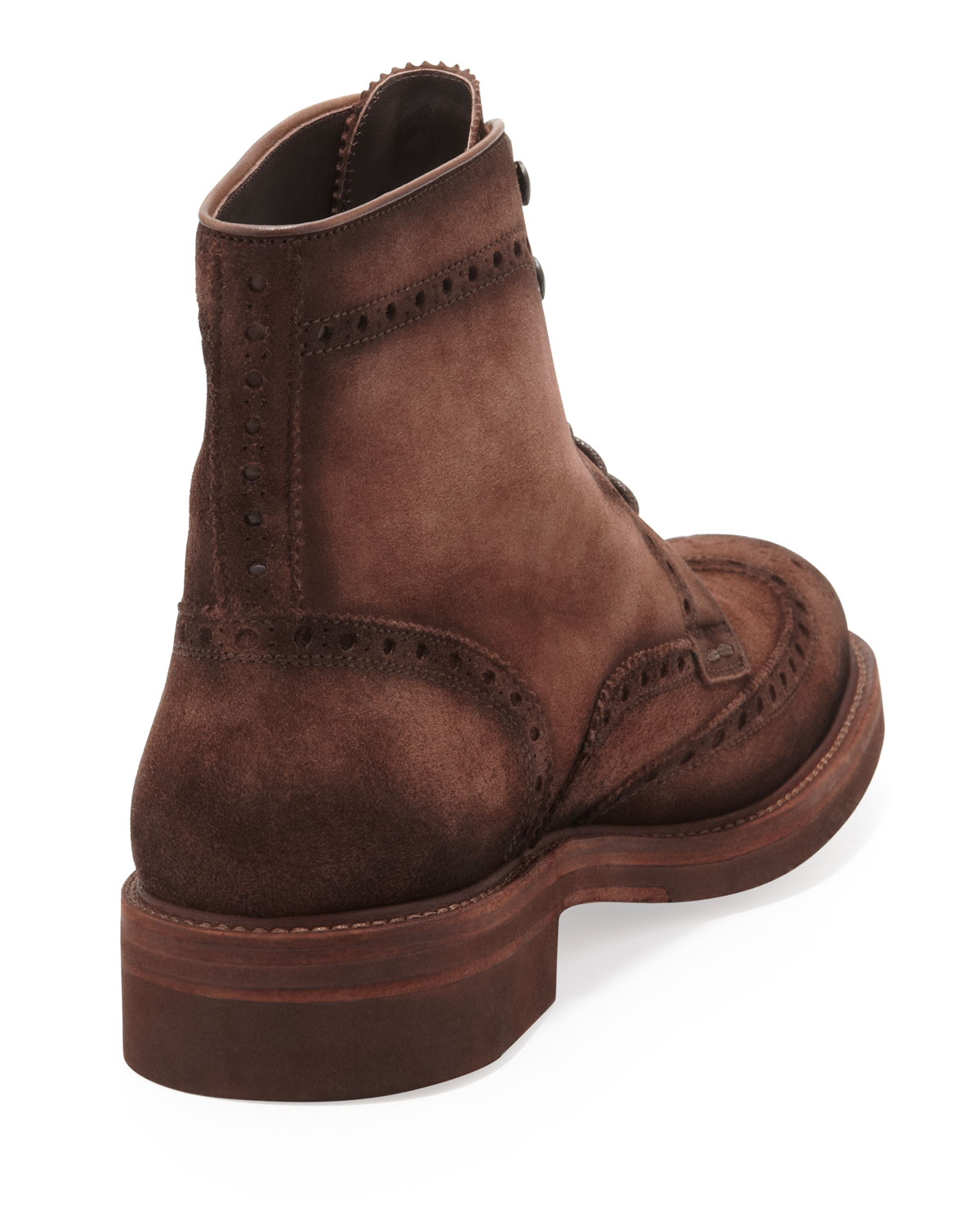 Saks Fifth Avenue Mens Suede Laceup Wingtip Boot in Brown for Men Lyst