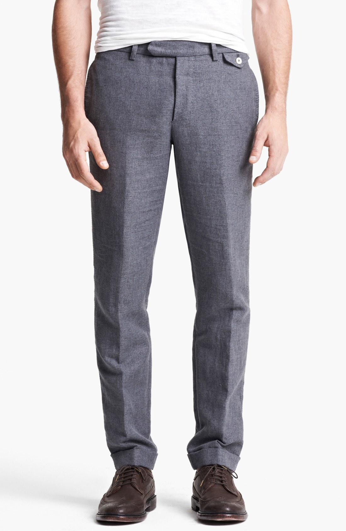 Michael Bastian Skinny Fit Cotton Linen Pants in Gray for Men (Medium ...