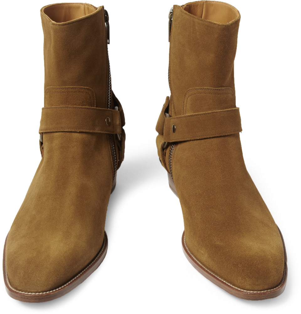 Lyst - Saint Laurent Suede Boots in Brown for Men