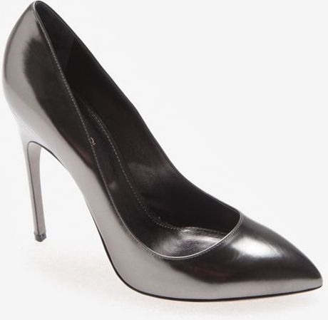 Sergio Rossi Curve Patent Leather Pump Pewter in Gray (pewter) | Lyst