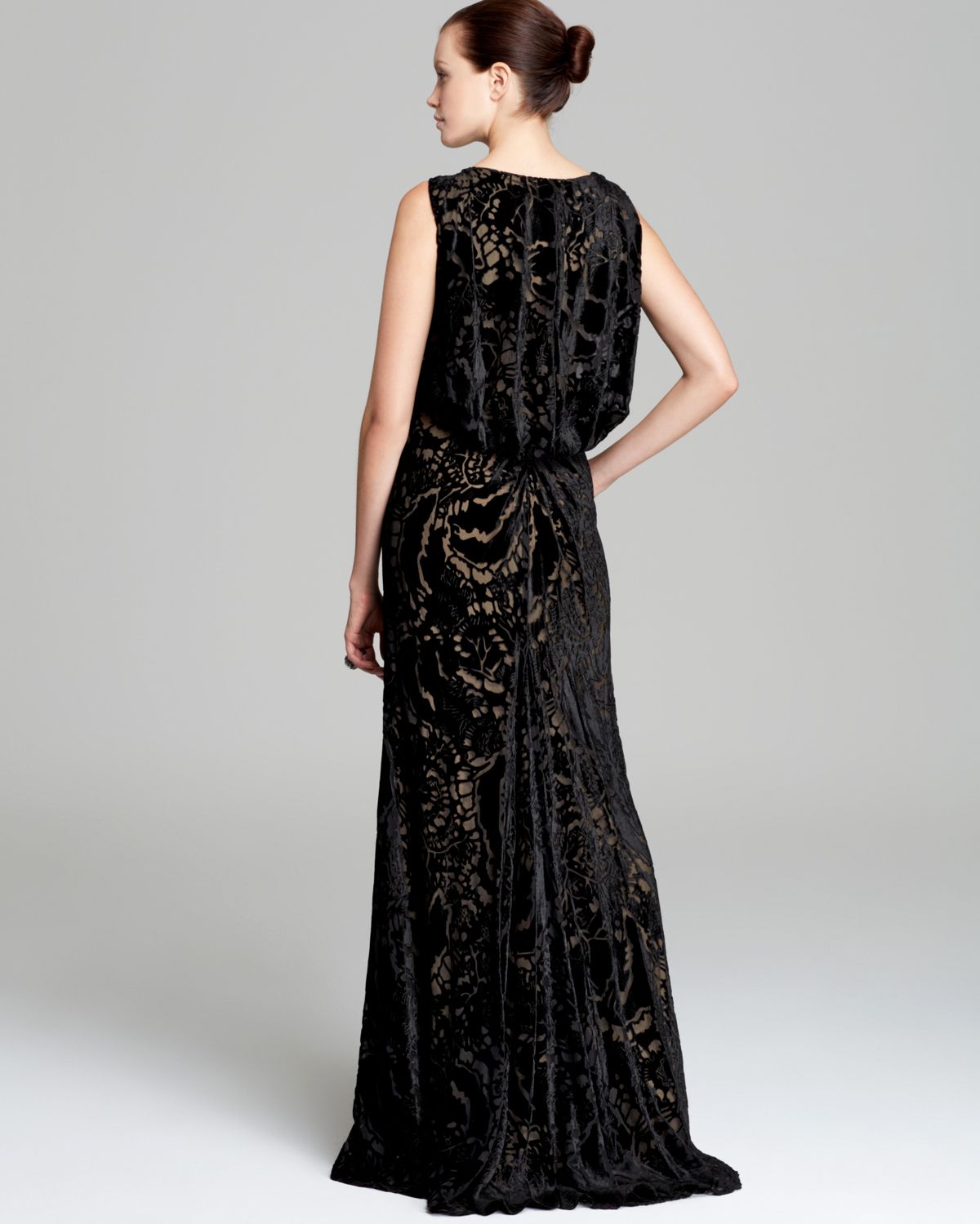 Lyst Tadashi Shoji Velvet Pattern Blouson Gown Sleeveless In Black