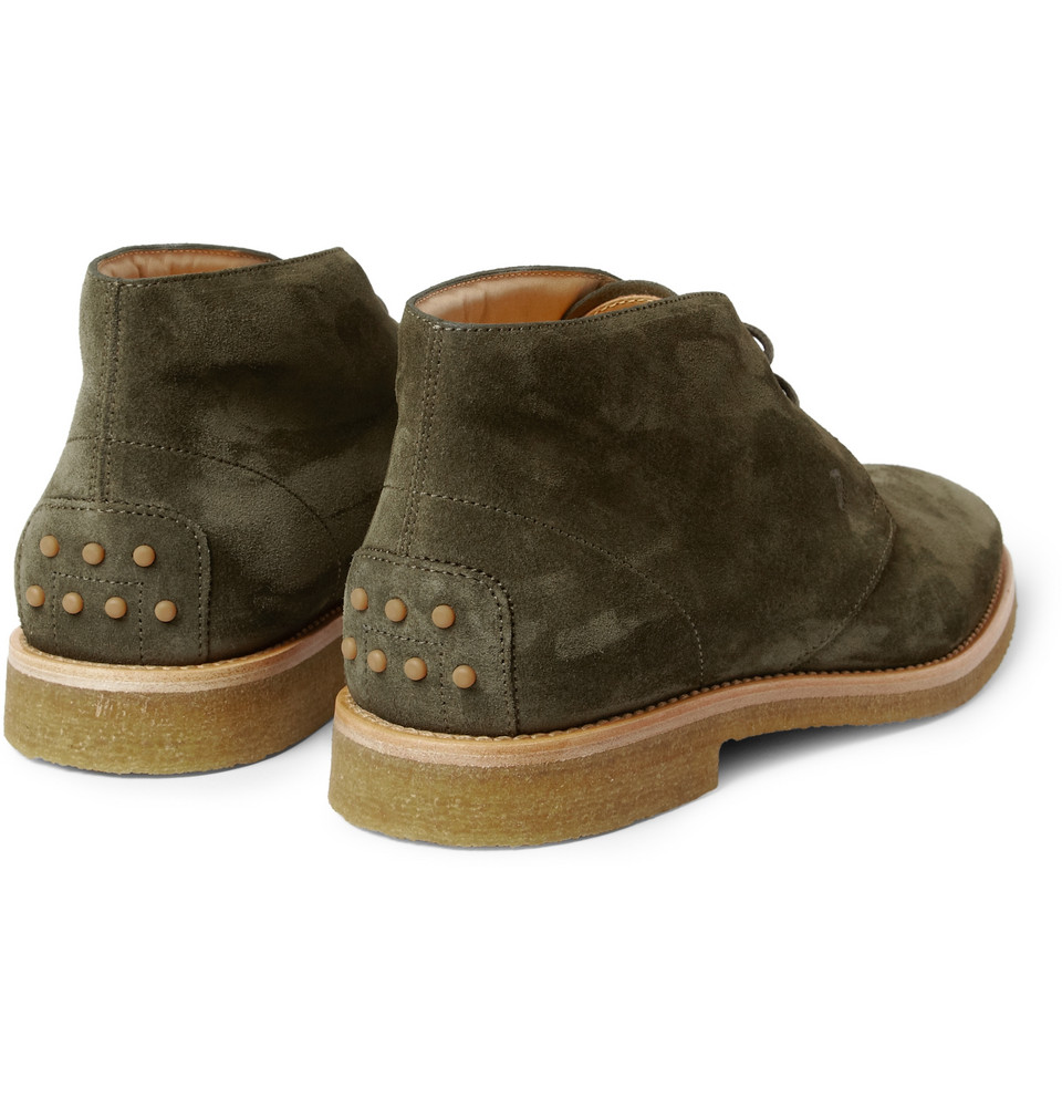 Lyst - Tod'S Crepesole Suede Desert Boots in Green for Men