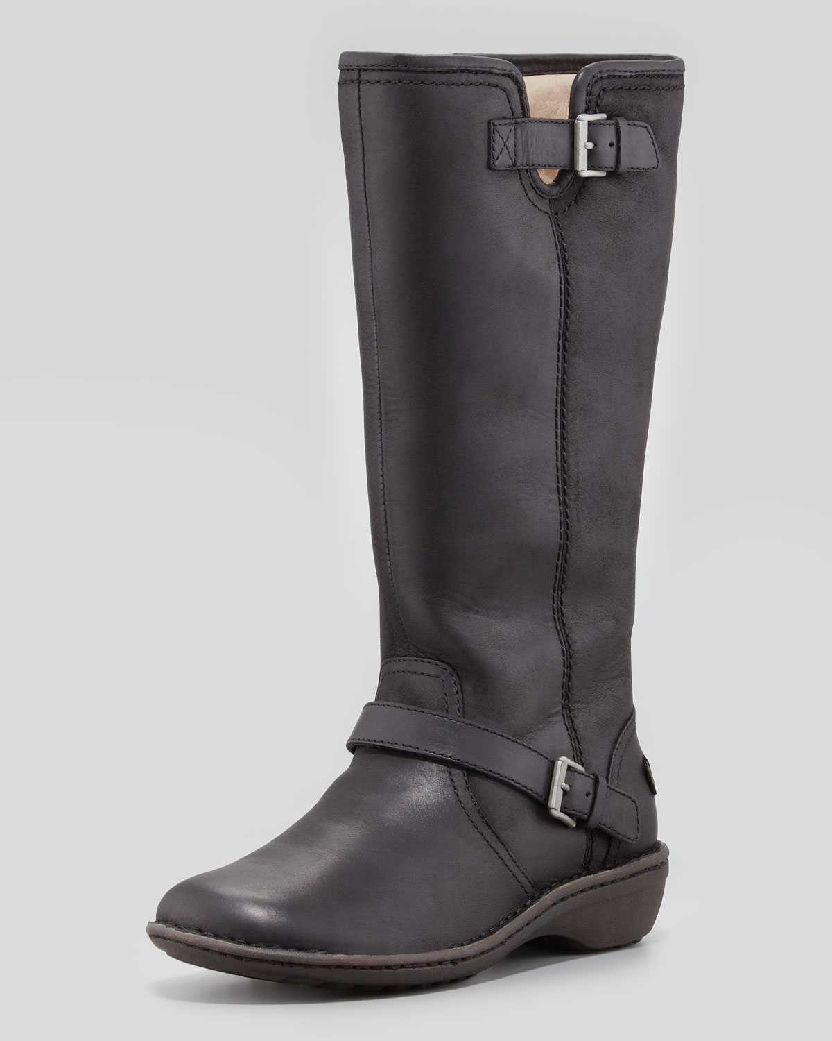 Ugg Tupelo Tall Leather Boot Black in Black | Lyst