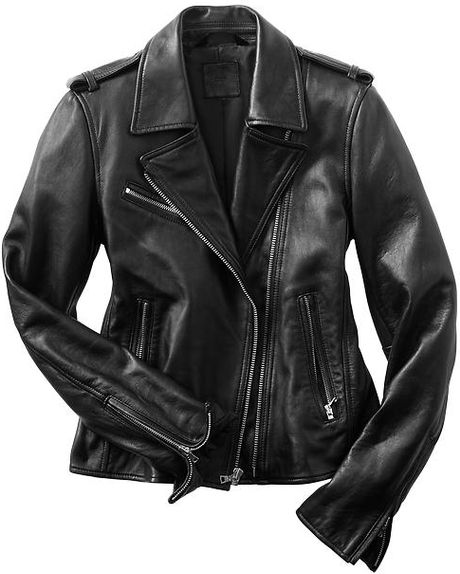 Gap Leather Moto Jacket in Black (true black) | Lyst