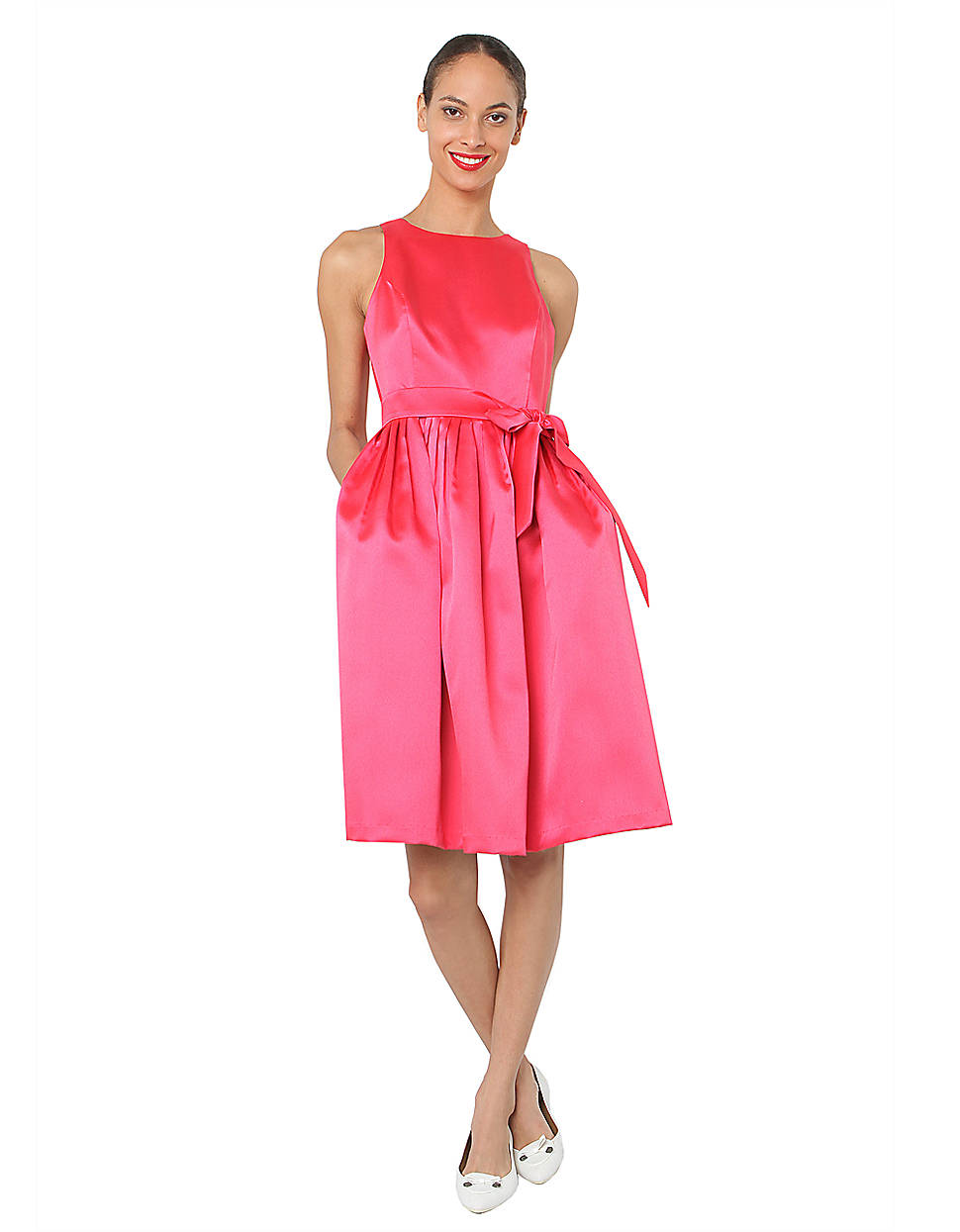 Isaac mizrahi new york Sleeveless Dress with Sash in Pink | Lyst