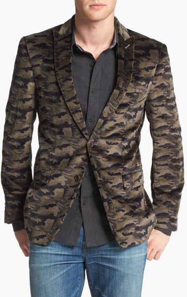 John Varvatos Reed Trim Fit Velvet Camo Sportcoat in Gray for Men (Grey ...