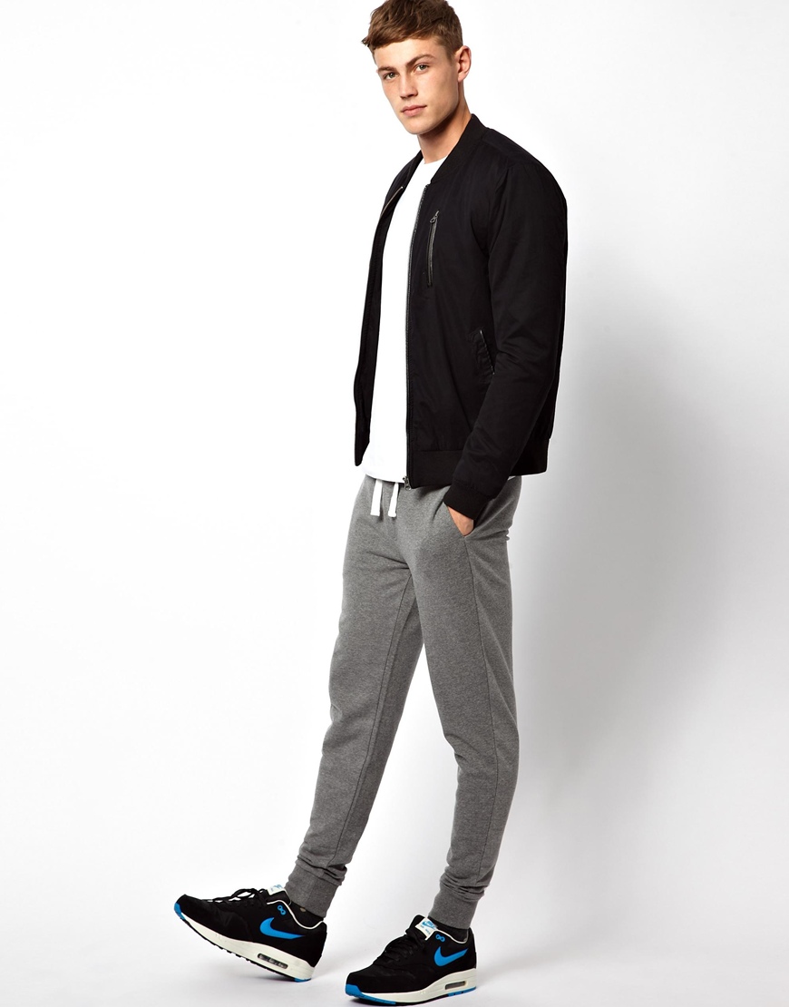 ASOS Skinny Sweatpants With Zip Fly And Button Detail in Gray for Men ...