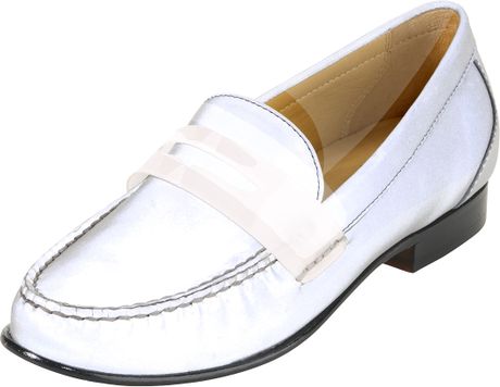 Cole Haan Monroe Reflective Penny Moccasin in White (ARGENTO) | Lyst