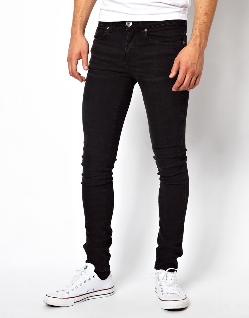 mens black tapered jeans