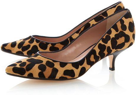 Dune Alfa Kitten Leopard Court Shoes in Brown (Leopard Print) | Lyst